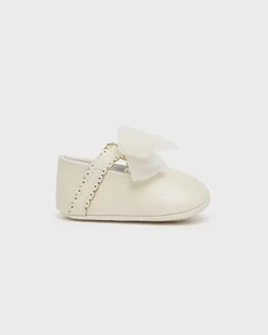 Ballerine panna ecopelle con fascetta con fiocco