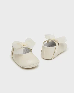 Ballerine panna ecopelle con fascetta con fiocco