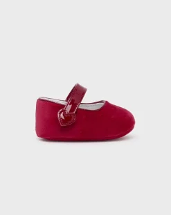 Ballerine rosse in velluto con cuori e fascetta