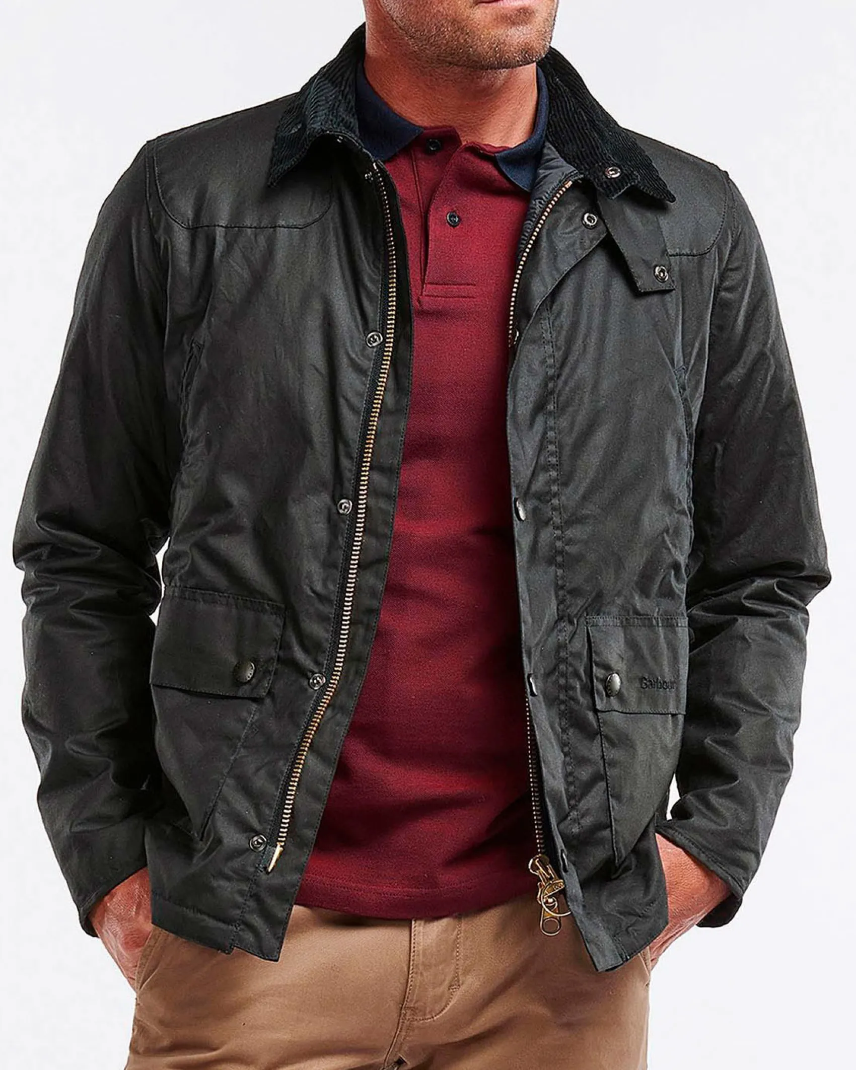 Barbour Reelin Waxed Cotton verde scuro