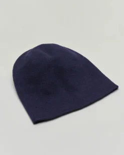 Beanie blu in pura lana