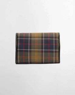 Beauty case Barbour in tessuto tartan check con gancio per appenderlo