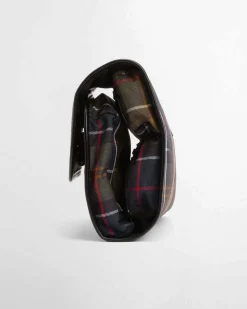 Beauty case Barbour in tessuto tartan check con gancio per appenderlo