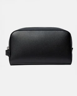 Beauty case Calvin Klein Jeans nero in similpelle martellata con logo in rilievo