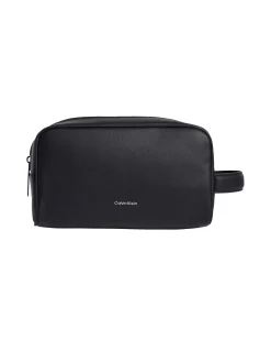 Beauty case Calvin Klein Jeans nero in similpelle martellata con logo in metallo