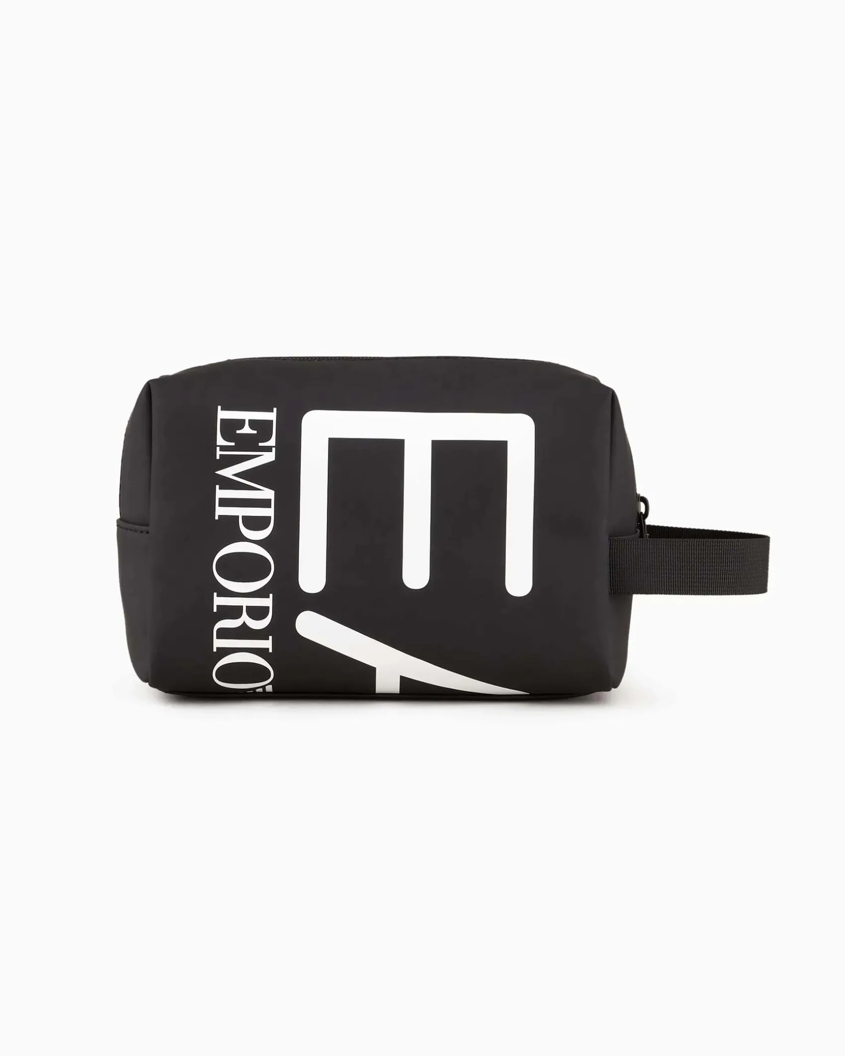 Beauty case EA7 nero con finish gommato e maxi logo