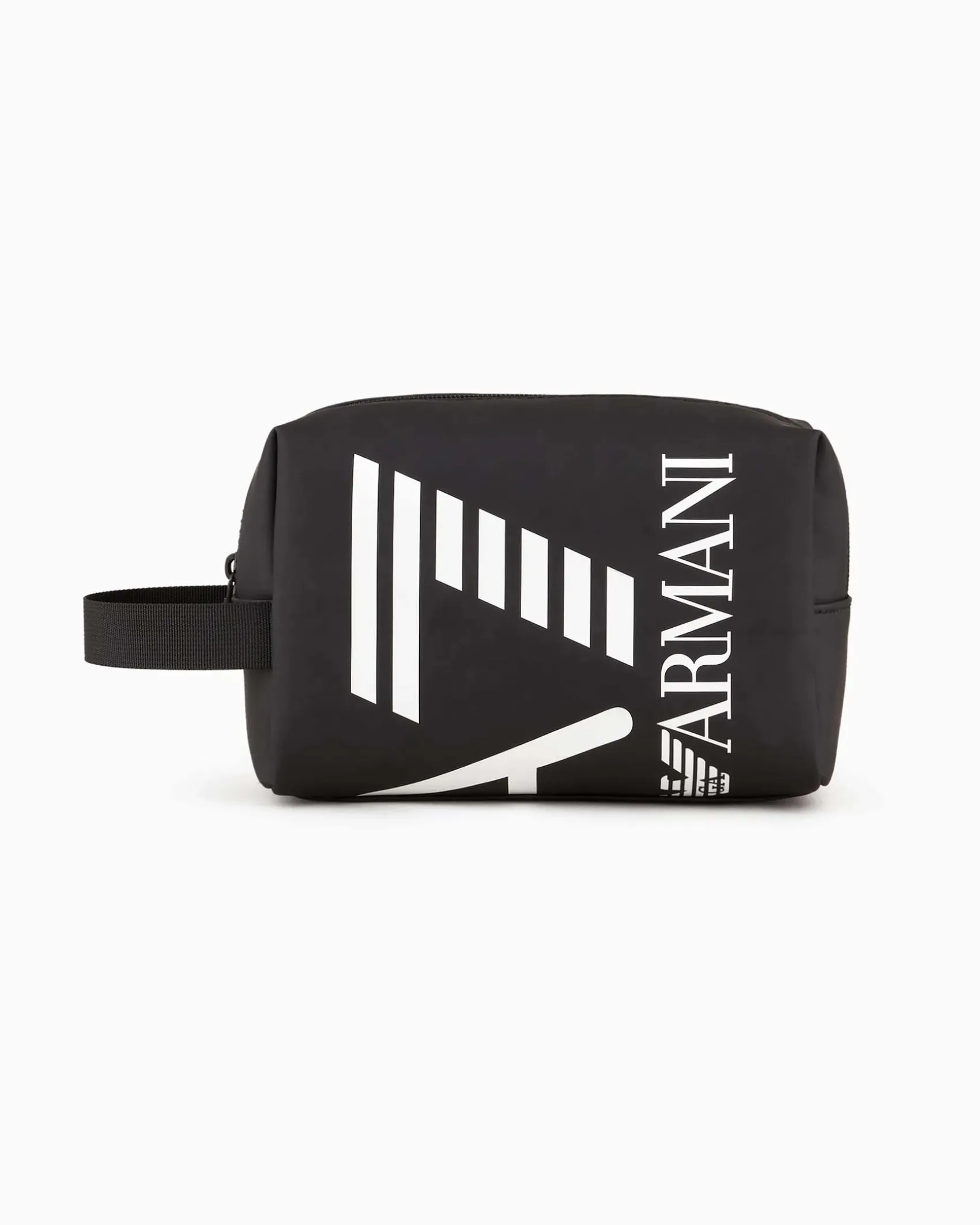 Beauty case EA7 nero con finish gommato e maxi logo