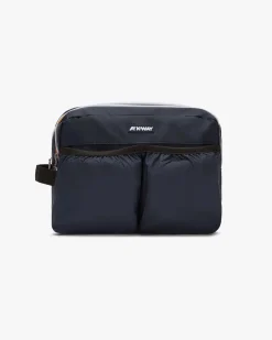 Beauty case K-way Albas blu in nylon impermeabile con doppio scomparto