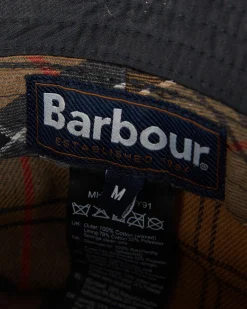 Berretto Barbour blu a pescatore in cotone cerato