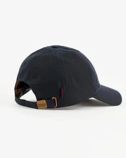 Berretto Barbour blu in cotone cerato con frontino