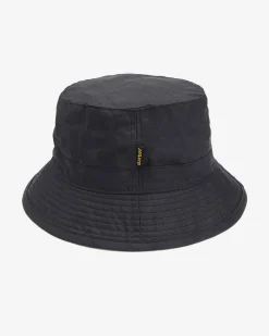 Berretto Barbour nero a pescatore in cotone cerato
