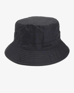 Berretto Barbour nero a pescatore in cotone cerato