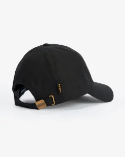 Berretto Barbour nero in cotone cerato con frontino