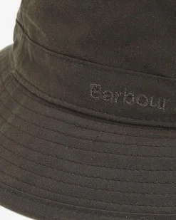 Berretto Barbour verde a pescatore in cotone cerato