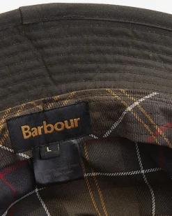 Berretto Barbour verde a pescatore in cotone cerato