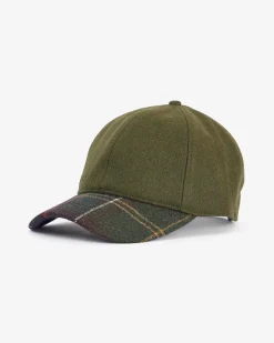 Berretto Barbour verde militare in lana con frontino tartan check