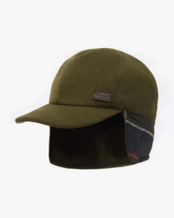 Berretto Barbour verde militare in pile in stile aviatore