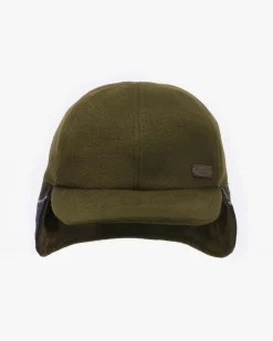 Berretto Barbour verde militare in pile in stile aviatore