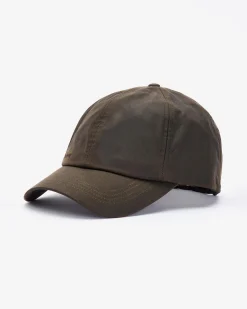 Berretto Barbour verde militare in cotone cerato con frontino