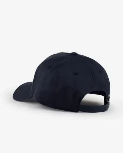 Berretto baseball Armani Exchange blu in gabardina di puro cotone con maxi logo AX ricamato sul davanti