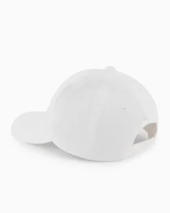 Berretto baseball Armani Exchange bianco con frontino e logo AX