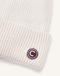 Berretto bianco Colmar Originals in misto lana e cashmere a coste larghe con risvolto