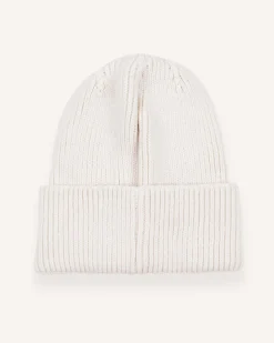 Berretto bianco Colmar Originals in misto lana e cashmere a coste larghe con risvolto