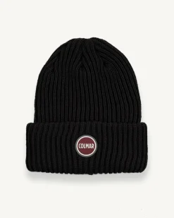 Berretto Colmar Originals nero a coste inglesi con logo bollo applicato