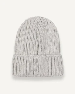 Berretto Colmar Originals grigio in lana a coste inglesi con logo bollo applicato