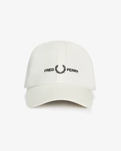 Berretto Fred Perry bianco in twill di cotone con frontino e logo ricamato