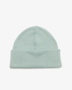 Berretto Fred Perry verde acqua in misto lana e cotone con risvolto e logo ricamato