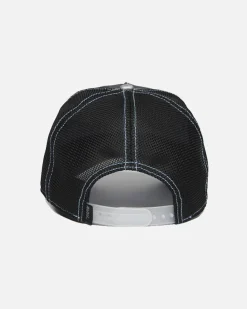 Berretto Go Way Back trucker nero con frontino argento e patch mollusco