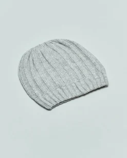 Berretto grigio antracite in lana e cashmere a coste