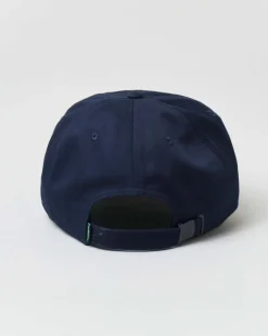 Berretto Lacoste blu con frontino e maxi coccodrillo verde ricamato