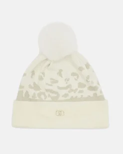 Berretto Liu Jo Sport animalier in maglia con dettagli in rilievo