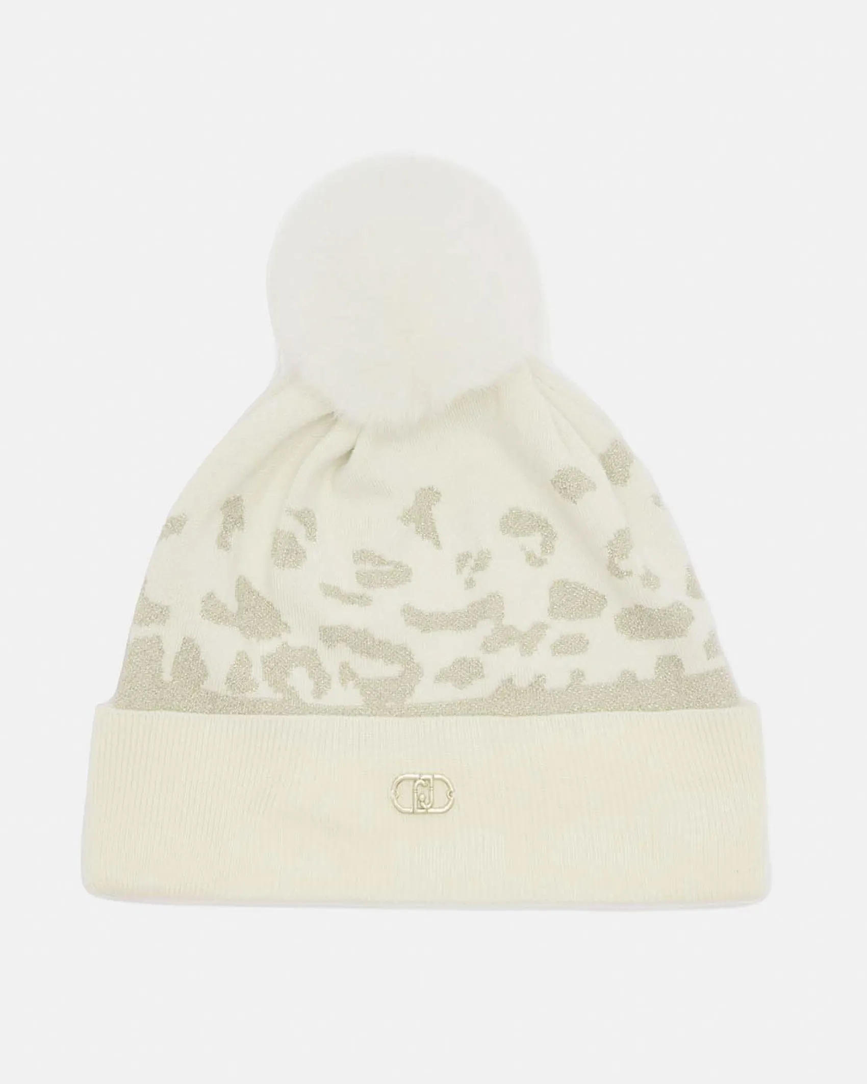 Berretto Liu Jo Sport animalier in maglia con dettagli in rilievo