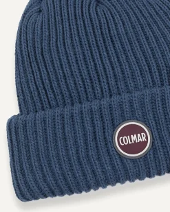 Berretto loose-fit Colmar Originals blu indaco a coste inglesi con logo bollo applicato