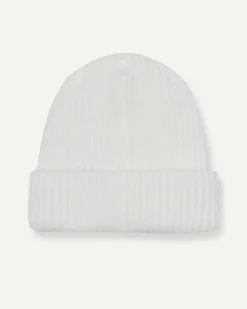 Berretto loose-fit Colmar Originals bianco a coste inglesi con logo bollo applicato