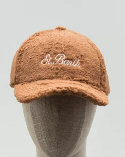 Berretto MC2 Saint Barth baseball color cammello in tessuto teddy