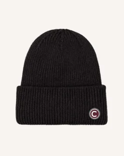 Berretto nero Colmar Originals in misto lana e cashmere a coste larghe con risvolto