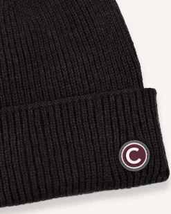 Berretto nero Colmar Originals in misto lana e cashmere a coste larghe con risvolto