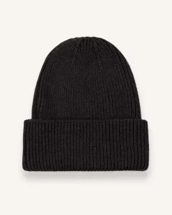 Berretto nero Colmar Originals in misto lana e cashmere a coste larghe con risvolto