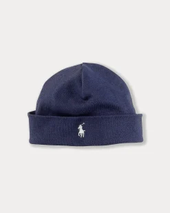 Berretto Polo Ralph Lauren blu in puro cotone con logo