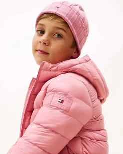 Berretto Tommy Hilfiger rosa in maglia a coste