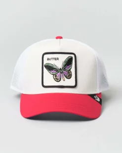 Berretto trucker Butterfly Butter bianco con patch farfalla