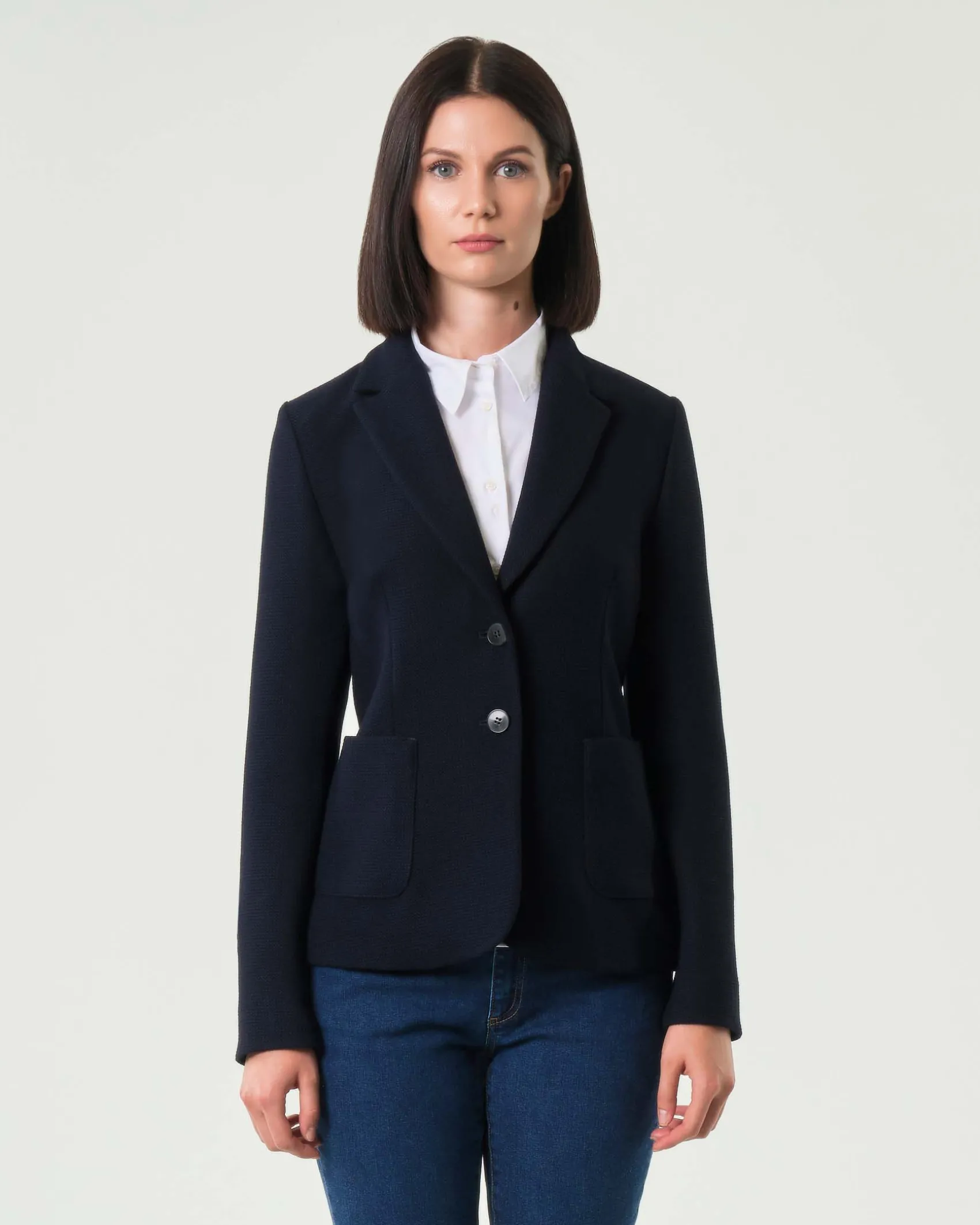 Blazer a due bottoni blu Emme Marella in misto viscosa a nido d'ape