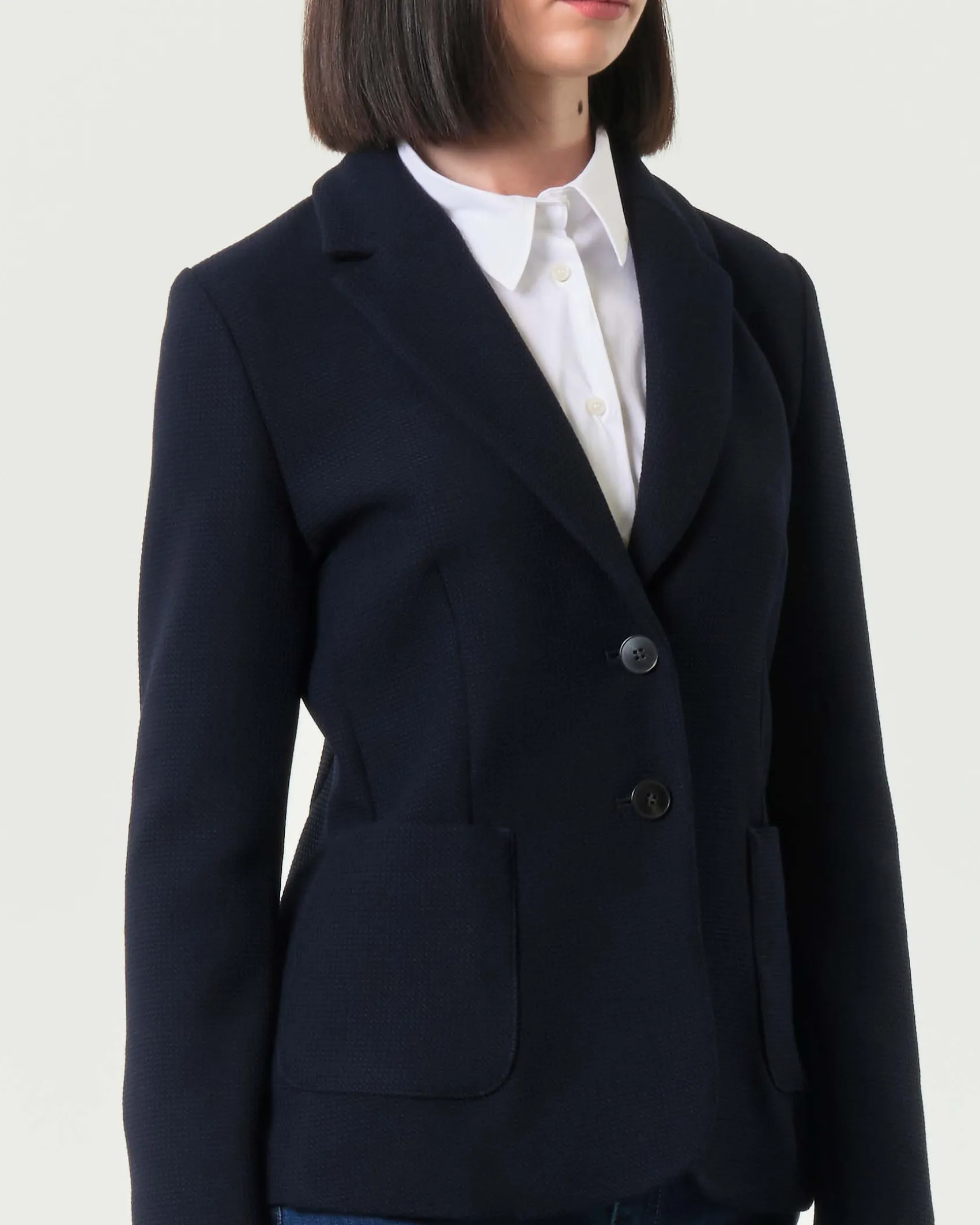 Blazer a due bottoni blu Emme Marella in misto viscosa a nido d'ape