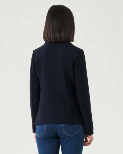 Blazer a due bottoni blu Emme Marella in misto viscosa a nido d'ape