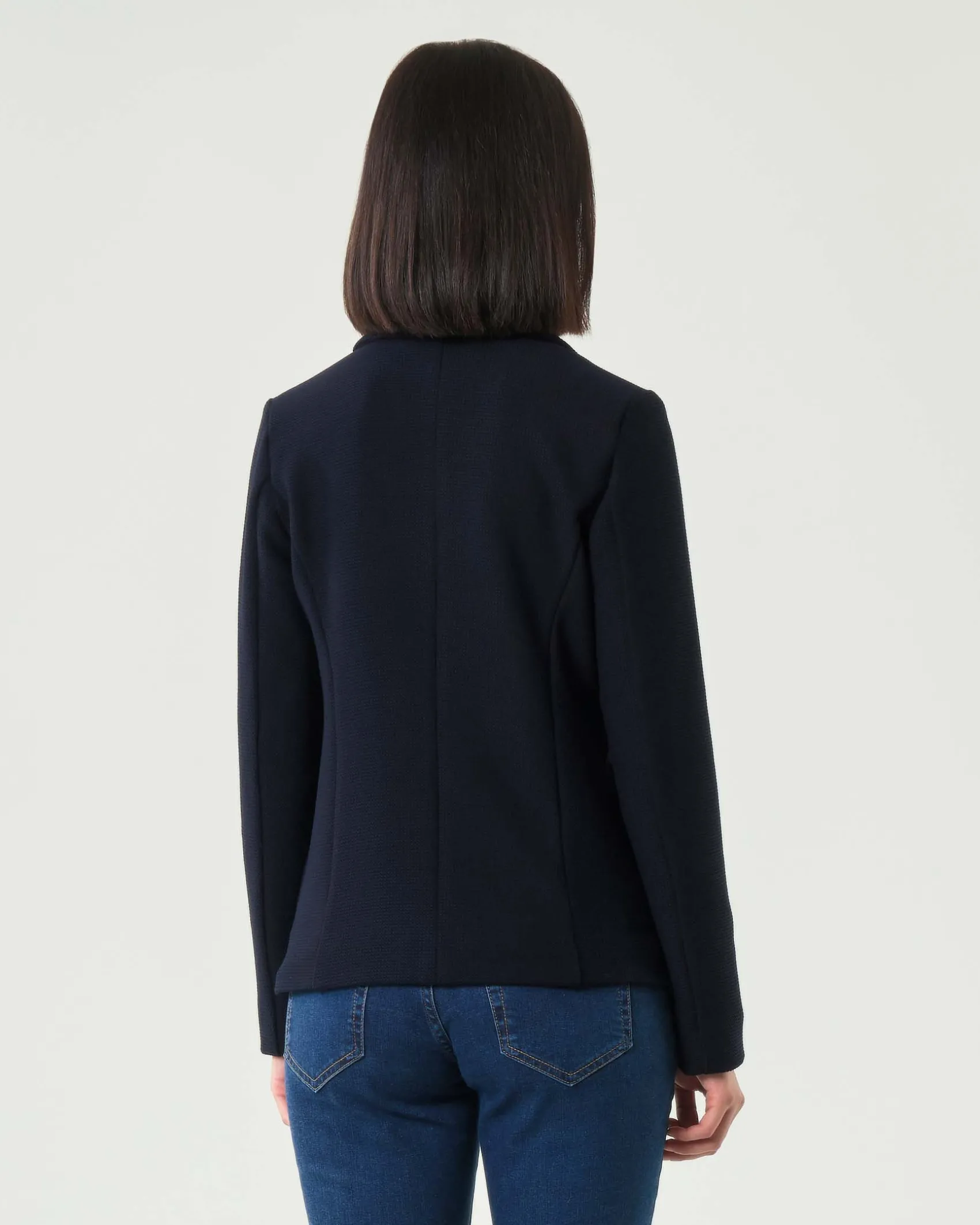 Blazer a due bottoni blu Emme Marella in misto viscosa a nido d'ape