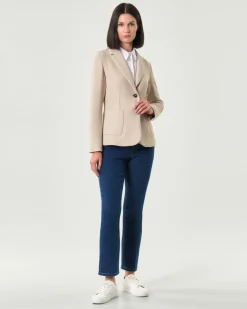 Blazer a due bottoni color sabbia Emme Marella in misto viscosa a nido d'ape